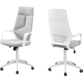 High Back Executive Office Chair in White with Grey Fabric